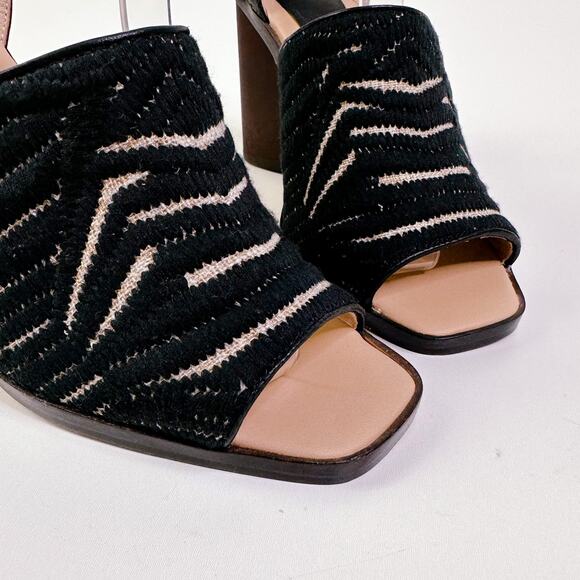 AD & Daughters Block Wooden Heel Haddix Square Toe Dress Sandals Black 6 NEW - Picture 2 of 11